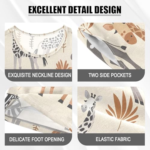 ALAZA African Animal Zebra Giraffe Pajamas Short Sleeve 2 Piece Sleepwear Top and Bottom Pajama Set Unisex4