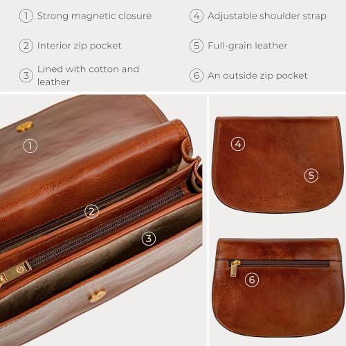 Image of Time Resistance Leather Cross Body Bag for Women Shoulder Bag Messenger Purse Gift Box Included