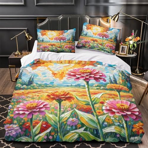 Housse de couette 220x240 parure de lit microfibre douce imprimée 3D fermeture éclair cachée - 4