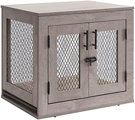 unipaws 25.5 Inch Small Dog Crate Furniture, Wooden Dog Kennel wi...