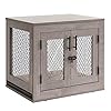 unipaws 25.5 Inch Dog Crate Furniture, Wooden Dog Kennel for Small Breed, Indoor Wood Dog Cage, Inside Side End Table Crate with Tray and Dog Bed for Puppy, Cats, Min Pigs, Rabbit, Up to 25 lbs