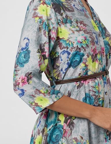 Image of BIBA Women Fit and Flare Below the Knee Rayon Flared Printed Dress