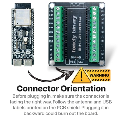 Image of Lonely Binary ESP32-S3 N16R8 Screw Terminal Expansion for Arduino IDE | 16MB Flash, 8MB PSRAM, dual-core 240MHz; WiFi + BT 5.0 LE; dual USB-C; 2.54mm GPIO breakout + screw terminal; MicroPython