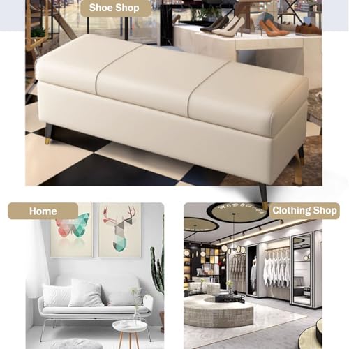 Solution d'assise polyvalente avec coffre de rangement en cuir et pieds - 5