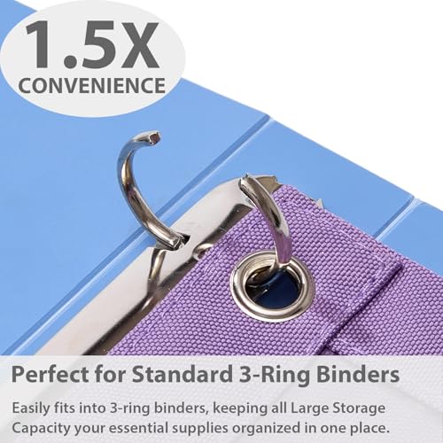 Image of SPACEMATE 2 Pack Pencil Pouch for 3 Ring Binder, Clear 3-Hole Zipper Case | Metal Grommets, School Supplies Organizer for Girls, Boys & Kids, Preppy Aesthetic Style, 1 Pack, Purple
