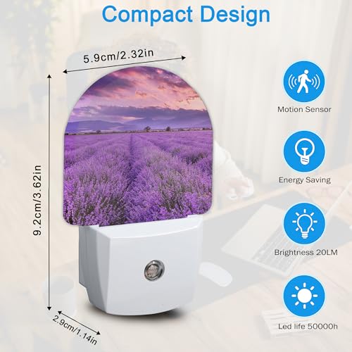 Image of Night Light,Lavender Field Sunset Night Lights Plug Into Wall Bedroom Bathroom Kitchen Hallway Stairs Hallway, Energy Efficient Decor Desk Lamp Gifts