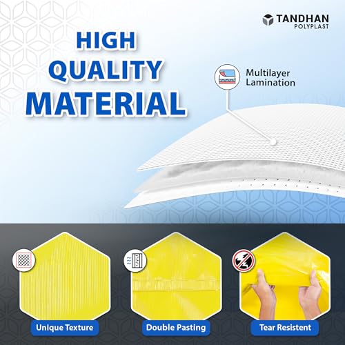 Image of Ecoraksha Gold Premium Multilayer Eco-Friendly Tarpaulin Sheet Waterproof Tirpal Heavy Duty 6 X 4 Ft Poly Tadpatri - Multipurpose 250 GSM Plastic Cover Tharpai, Thadika, Tarp (Yellow)