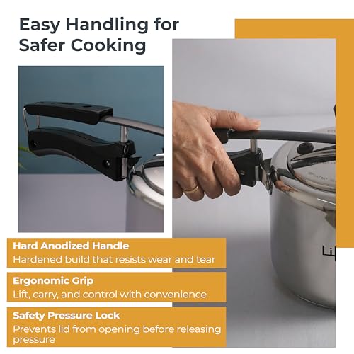 Image of Lifelong 5L Stainless Steel Pressure Cooker | Inner Lid Design with Silicone Gasket | Induction & Gas Compatible | 1.2mm Thick | Leak-Proof, Durable, Rust-Resistant Body | ISI-Certified