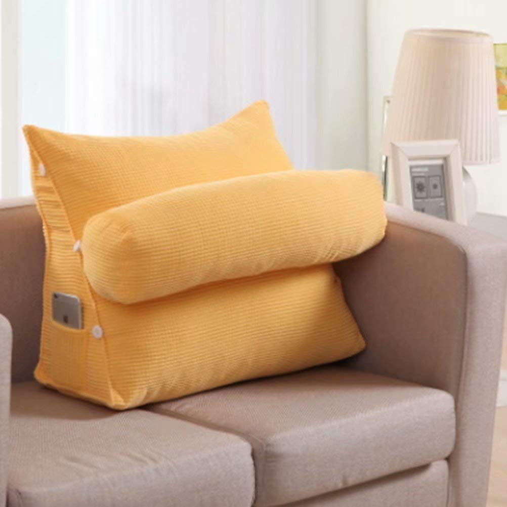Coussin de lecture triangulaire pour lit salon et voyage jaune