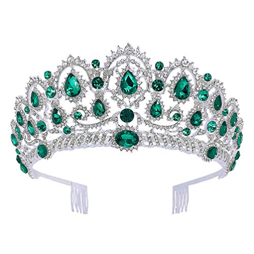 Coroas de cristal e tiaras da PIXNOR com pente, coroa de casamento rainha barroca tiara tiara tiara