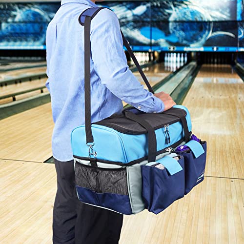 Joiish Anti-Rolling 2 Ball Bowling Bag, Double Bowling Tote With Ball Holders & Fastening Straps, Top Compartment Fits Men's Shoes Up To Size 16 #TOP6