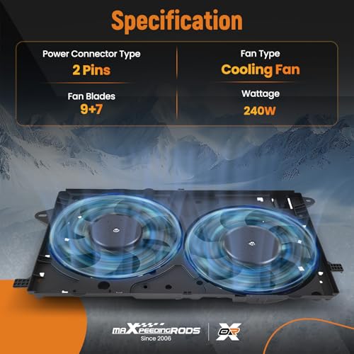 Image of maXpeedingrods Engine Cooler Fan for Buick Lacrosse 2010-2016, Regal 2011-2017, for Chevrolet Impala 2014-2020 DOHC Replacement 13269460 13269461