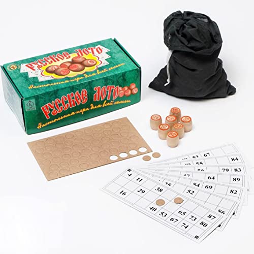 Russian Loto Family Board Games - Russian Bingo Game For Adults - Tombola Game - Russian Lotto Game With Wooden Barrels And Bingo Cards - Table Games #TOP12