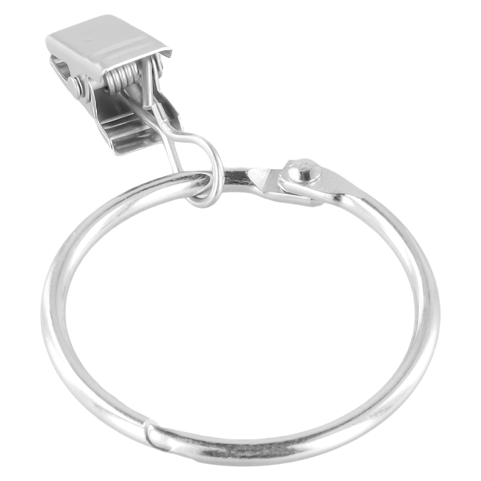 Lot de 80 anneaux de rideaux argentés de 3,8 cm avec clips, anneaux de tringle à rideaux ouverts en métal avec crochets, crochets antirouille pour chambre à coucher, salon, salle de bain