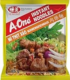 A-ONE Fideos Instantáneos, Sabor Carne de Cerdo, 85 gr (Paquete de 6)