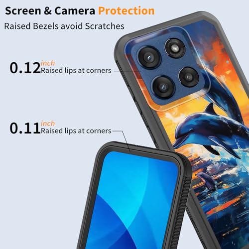 GFEWYTJYJ for Moto Edge 2025 Case,Shockproof 3-Layer Full Body Protection Rugged Heavy Duty High Impact Hard Cover Case for Motorola Moto Edge 5G 2025,Dolphins Jumping Sunset - image 5