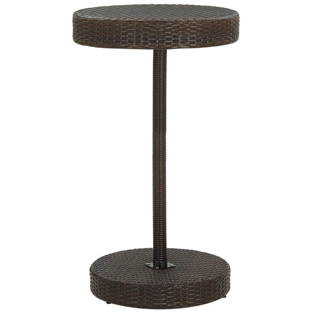 Juego de Bar jardín ratán PE marrón con Cojines Blancos Crema, Mesa 60,5x106 cm, 2 taburetes 40x40x76 cm, Muebles Exterior para terraza Patio balcón, Resistente y cómodo para Ocio y reunión