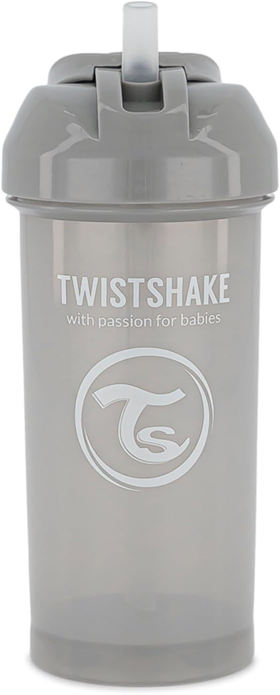 Baby Sippy Cup with Straw - 360ml | Leak Proof Kids Water Bottles | Non-Spill | BPA-Free | Infant Weaning and Training | Grey