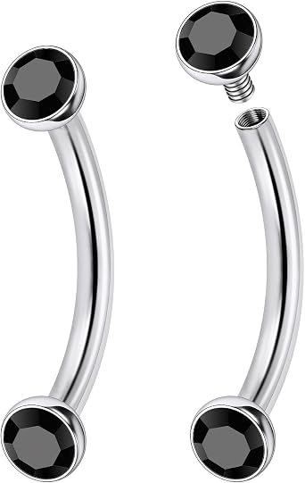 Jenxnjsjo F136 Titanium 16g 6/8/10mm Eyebrow/Luke/Snag/Vertical Labret VCH Snake Eye Anti Tragus Christina Dice Belly Button Bridge Hood Surface Curve Barbell Piercing Jewelry for Women Men
