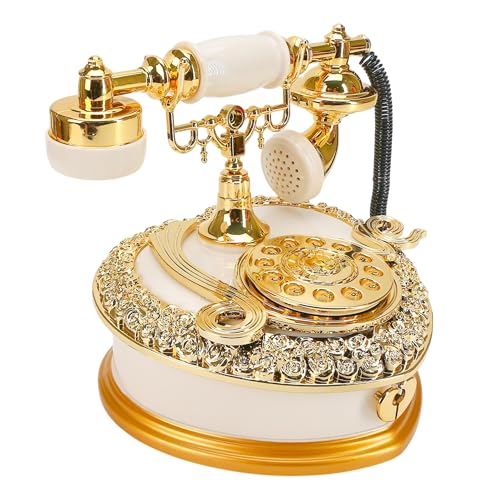 Big Vintage Telephone Jewelry Box 7x8 with Drawer - Heart Shaped Trinket Music Boxes with Retro Dial Victorian Storage Cute Antique Gifts for Women Unique Style Home Decoration Shelf Decor