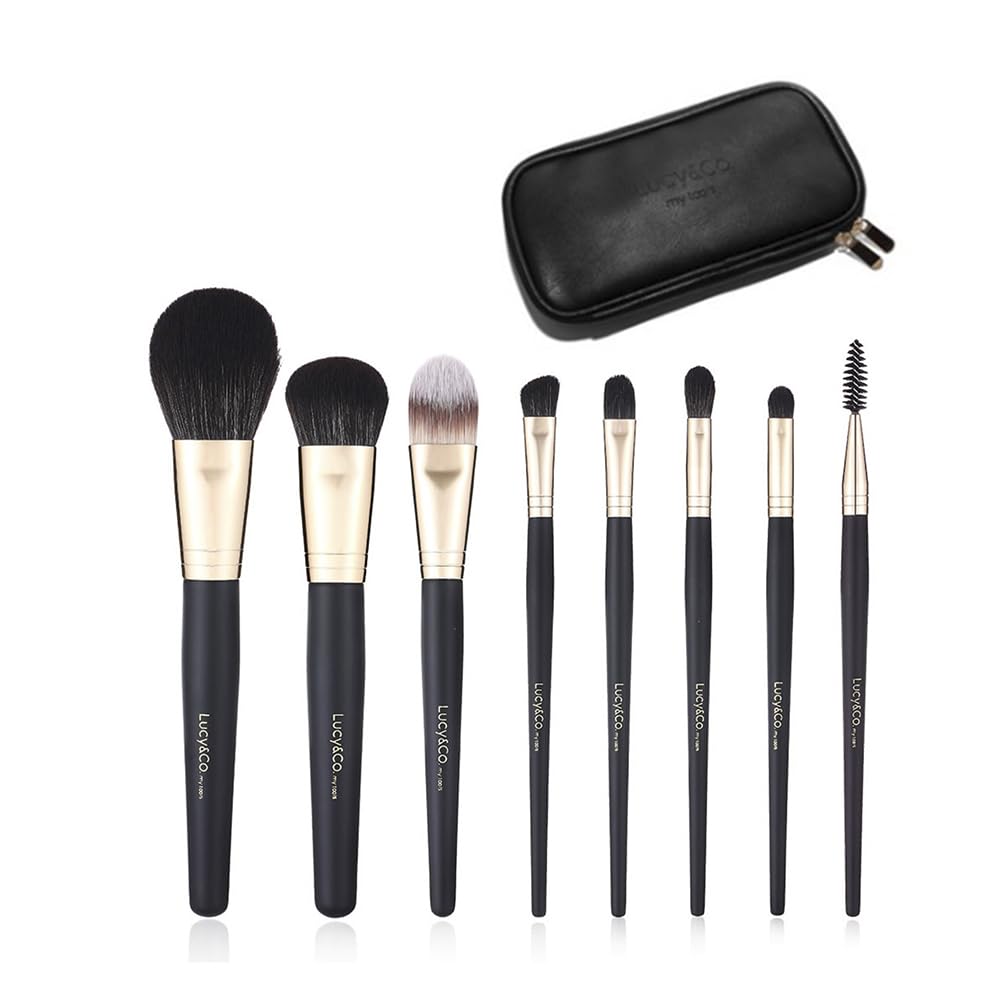 LUCY & CO.Velvet Line 8pcs Brush Set & Pouch (Black)