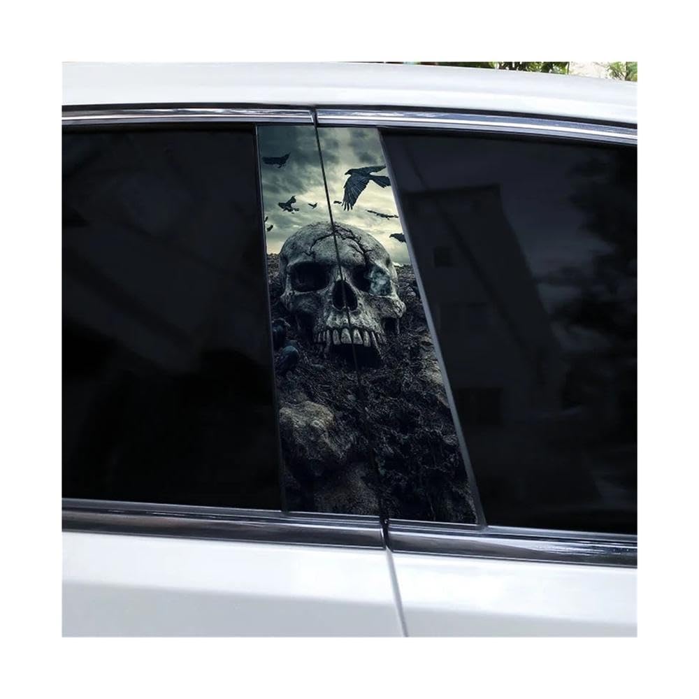 Bertdcx M Flame Skull Car B-Pillar Waterproof Vinyl Cover Scratch Car Sticker Auto Parts(M)