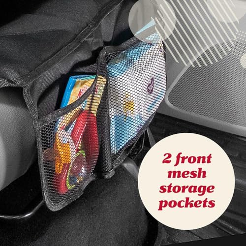 Lusso Gear Car Seat Protector (Premium 2 Pack) - Thick Padding - Waterproof Car Mat for Leather Interiors, 2 Mesh Storage Pockets - Non-Slip Child Seat Protector (Tan)