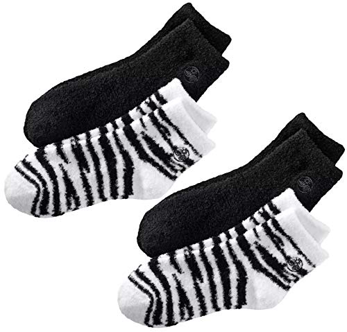 Aloe Socks, 4 Pair Per Package (Black and Zebra)
