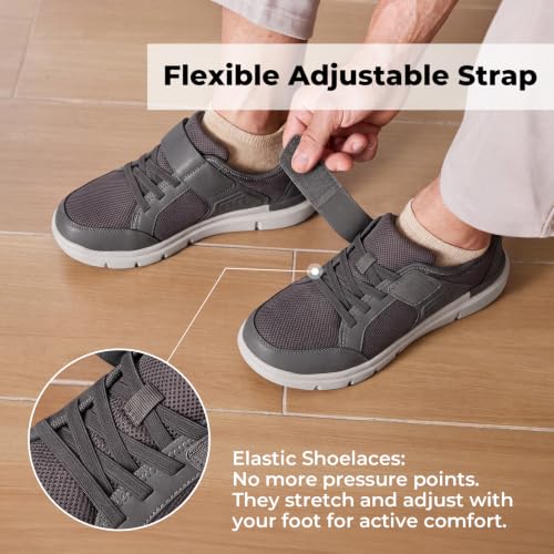 Image of FitVille Wide Diabetic Walking Shoes for Men, Lightweight Non-Slip Breathable Casual Shoes for Swollen Feet for Standing All Day