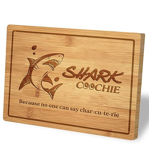 Shark Coochie Board, Funny Charcuterie Board, Bamboo Chopping Board, Funny Gift, Wedding Gift, Housewarming Gift, White Elephant Gift for Friends Family (Board D, 13''×9.5'')