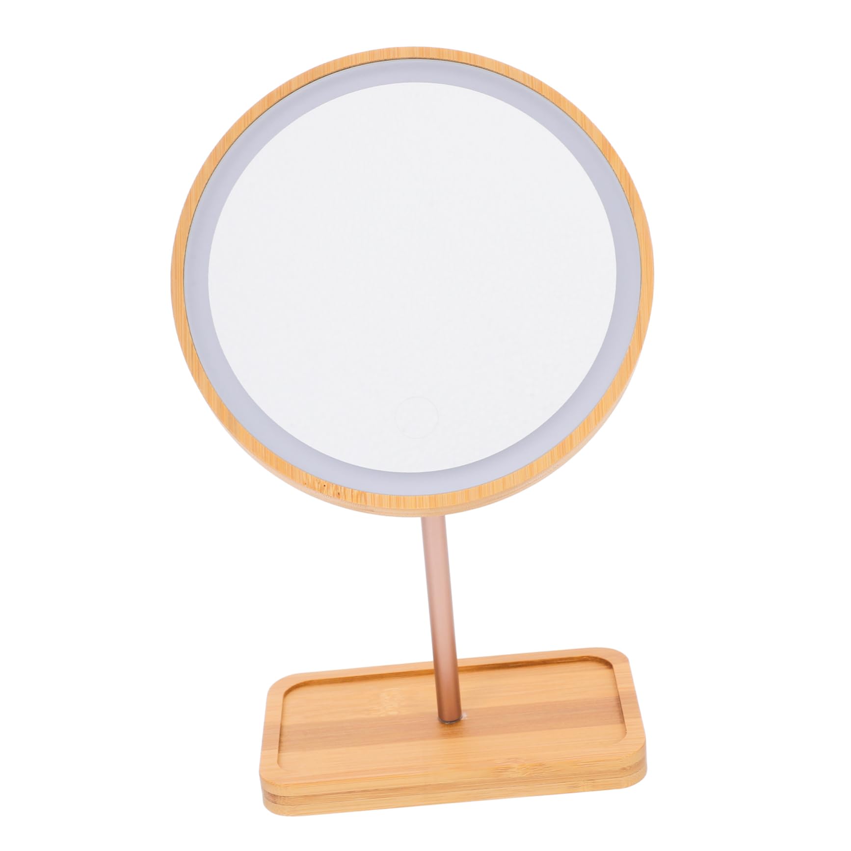 SHERCHPRY 1Pc LED Lighted Wooden Makeup Mirror with Tray Touch Control Portable USB Charging for Desktop Use and Beauty Vanity Mirror