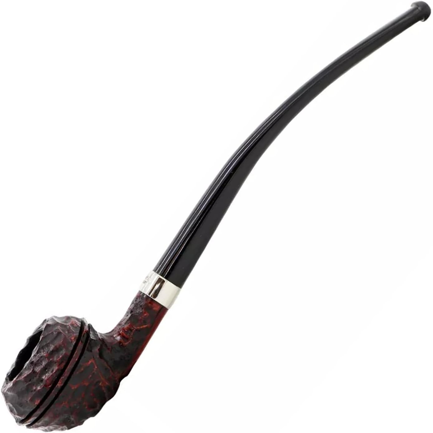Peterson Pipes Tavern Series Rusticated - Long Handmade Wood Pipe, Collectible Partial Churchwarden Made in Ireland, 3mm, Fishtail (Rhodesian)