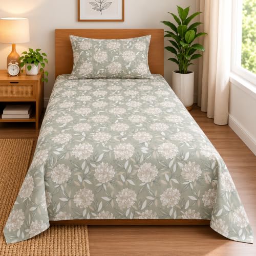 Image of Cottington Lane Cotton Single Bedsheet 68x90 Inch, Blossom Serenity