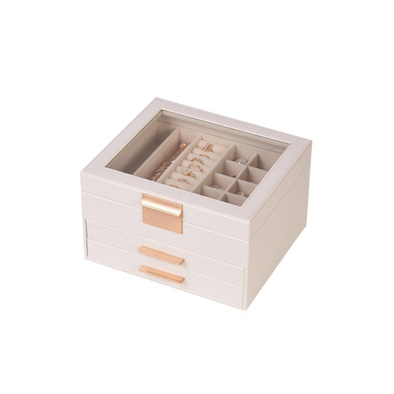 CLQYXRMVC Jewelery Box Large Capacity Jewelry Box Leather Organizer Storage Case For Rings, Necklaces, Bracelets Jewellry Organizer Case(White)