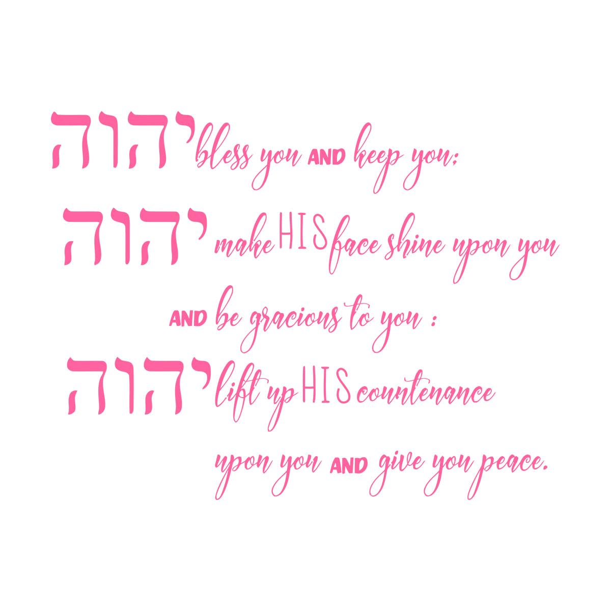 Hebrew The Blessing-Numbers 624-26 Wall Sticker Decal Bible Verse Christian Religion Quote Wall Decal Office Bedroom Large - 68x89cm — image 1