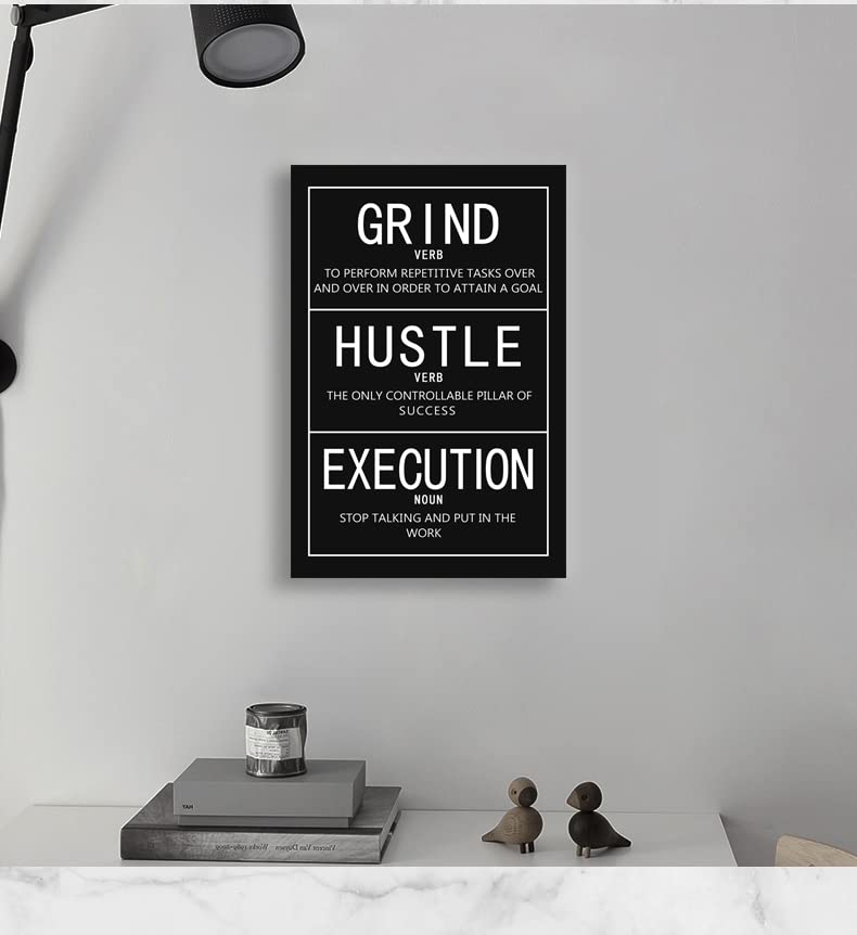 Póster de pintura inspiradora, lienzo motivacional, arte de pared, diseño de verbo molido, ejecución de verbo, sustantivo, ilustración, hogar, oficina, decoración de pared, marco listo para colgar [12 pulgadas de ancho x 18 pulgadas de alto] 3