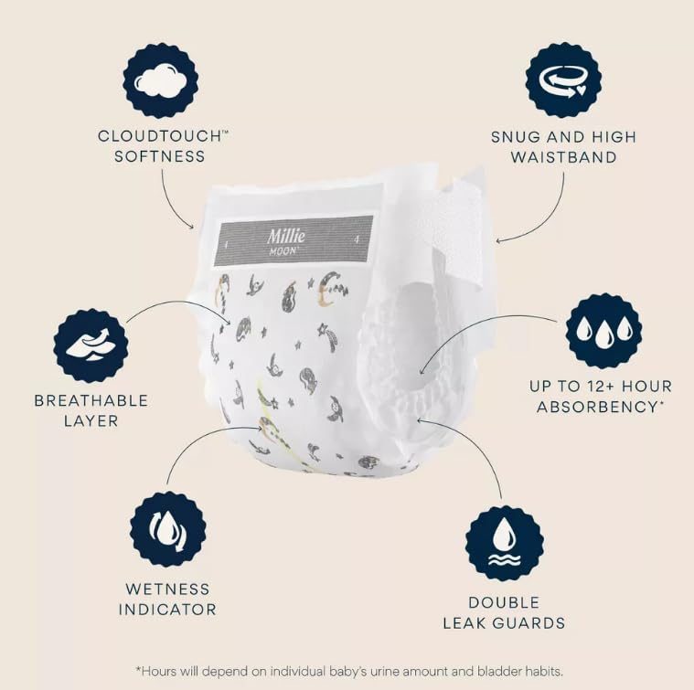 Image of Millie Moon Luxury Diapers (Size 2-96ct)