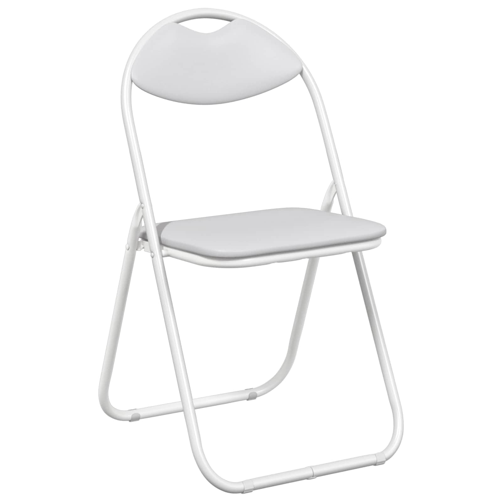 Lot de 2 chaises pliantes en cuir synthétique blanc 48 x 43,5 x 81 cm