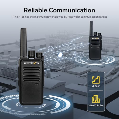 Retevis RT68 Walkie Talkies Rechargeable, Portable Two Way Radios 6 Pack with Six-Way Multi Gang Charger, Heavy Duty Walkie Talkie for Adults, Hands Free, Long Range, for School Restaurant Farm - Image 6