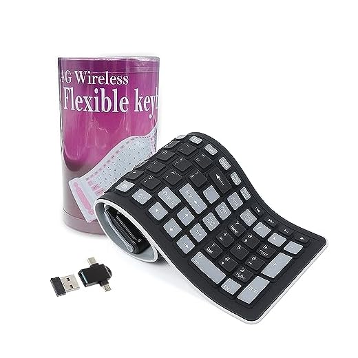 Ouleevii Portable and Waterproof Wireless Silicone Keyboard - Lightweight, Flexible and Easy to Clean - Ideal for Travel, Desk, Home, Gym, and Pool Use