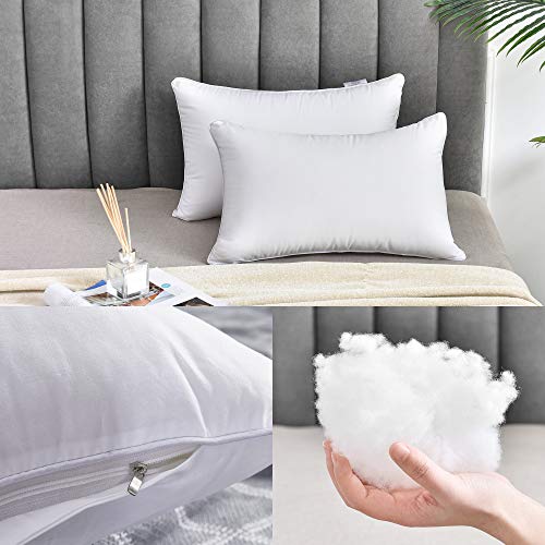 Image of Oubonun 12x20 Lumbar Throw Pillow Inserts 2 Pack, 100% Cotton Breathable Cover Plump Rectangle Square Cushion Inserts White Decorative Pillows for Living Room Bedroom Office