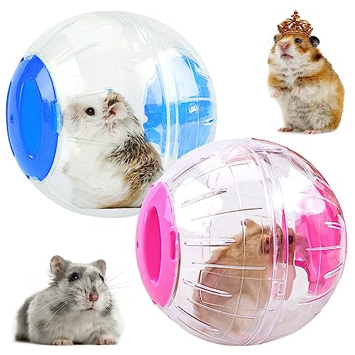 INHEMING 2 Piéces Boule d'exercice de Hamster, Hamster Fitness Ball,Boule Gym pour Hamsters,Ballon de Jouet de Gerbille en Plastique,Balle de Course Autour du...