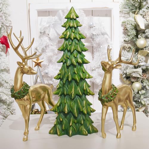 Newman House Studio Standing Reindeer Tree Figurine Christmas-Decor - 3PC