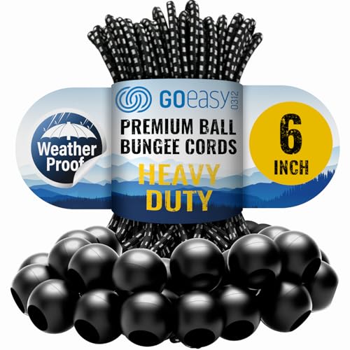 Image of GOEASY0312 Ball Bungee Cords 6 Inch, 50 PCS | Elastic String Ball Bungee Cords for Canopy, Tarp, Tent Poles, Hoses & Wires, Indoor /Outdoor
