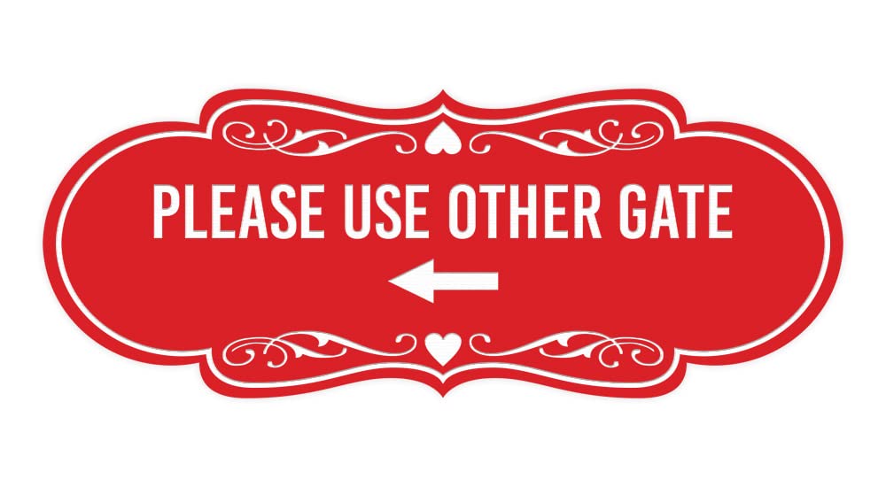 Signs ByLITA Designer Please Use Other Gate Left Arrow Sign (Red) - Small