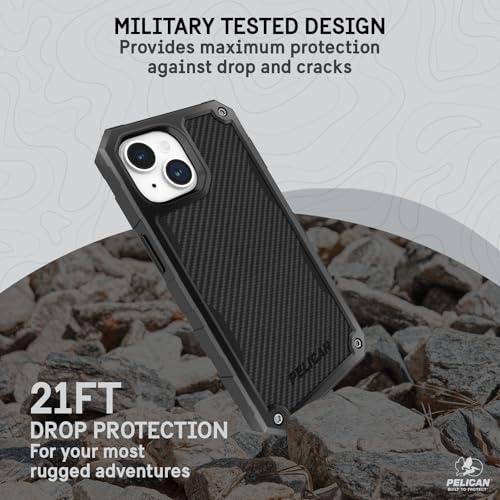 Image of Pelican Shield Series - iPhone 13 /14 Case 6.1 inch [Compatible with MagSafe] [21ft Military Grade Drop Protection] Rugged, Magnetic Charging Phone Case Cover with Belt Clip Holster Kickstand - Black