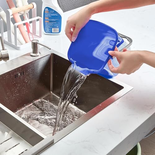 Image of Irenare 8 Pcs Sanitizing Bucket 3 Quart Cleaning Pail Small Detergent Square, Spout and Handle Plastic Utility Sanitizer Buckets for Restaurant Kitchen Home Offices (Blue)