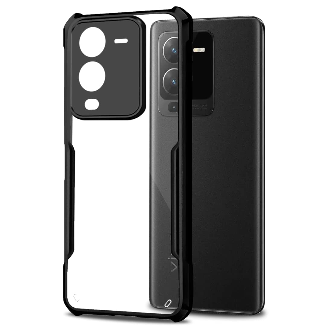 Fashionury Back Cover Case for Vivo V25 Pro 5G | Ultra Thin 360 Degree Protection Crystal Clear Tranparent Bumper Back Cover Case for Vivo V25 Pro 5G Mobile - Black Bumper (TPU+Plastic) (B0BCVSDWM5) Amazon Price History, Amazon Price Tracker