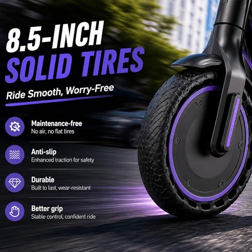 Image of Electric Scooter for Adults and Teens, 19 MPH, 15 to 21 Miles Long Range, 350W Motor, Lightweight E Scooter with App, 8.5-inch Tires and Dual Braking