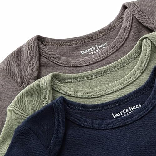 Image of Burt's Bees Baby Baby Bodysuits, 3-Pack Long & Short-Sleeve One-Pieces, 100% Organic Cotton